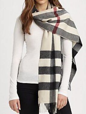 BURBERRY HALF MEGA CHECK CASHMERE SCARF.